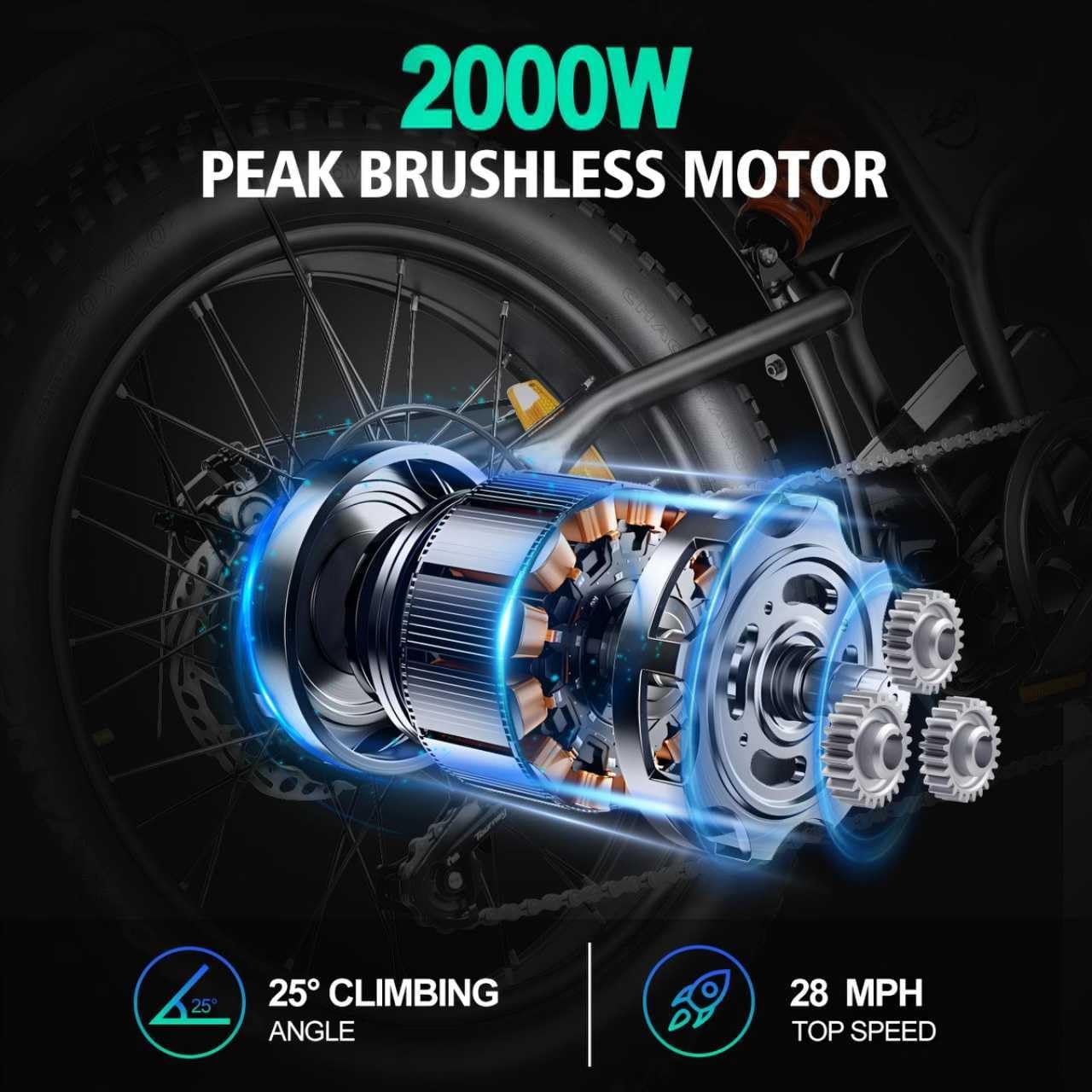 Electric Bike for Adults, 20' 24' 26' 1000W 1500W 2000W Peak Motor, 48V 36V 10AH 13AH Ebike, 30-45Miles 22-25MPH Electric Bicycles, 7-Speed ebikes for Adults