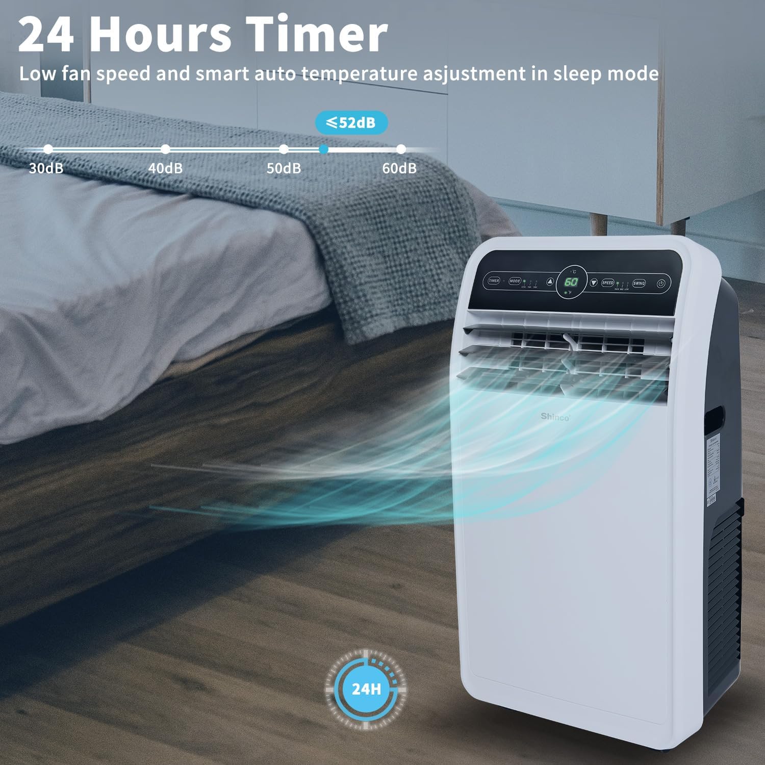 Shinco 10,000 BTU Portable Air Conditioner, Portable AC Unit with Built-in Cool, Dehumidifier & Fan Modes for Room up to 400 sq.ft, RC, 24 Hour Timer, Window Kit