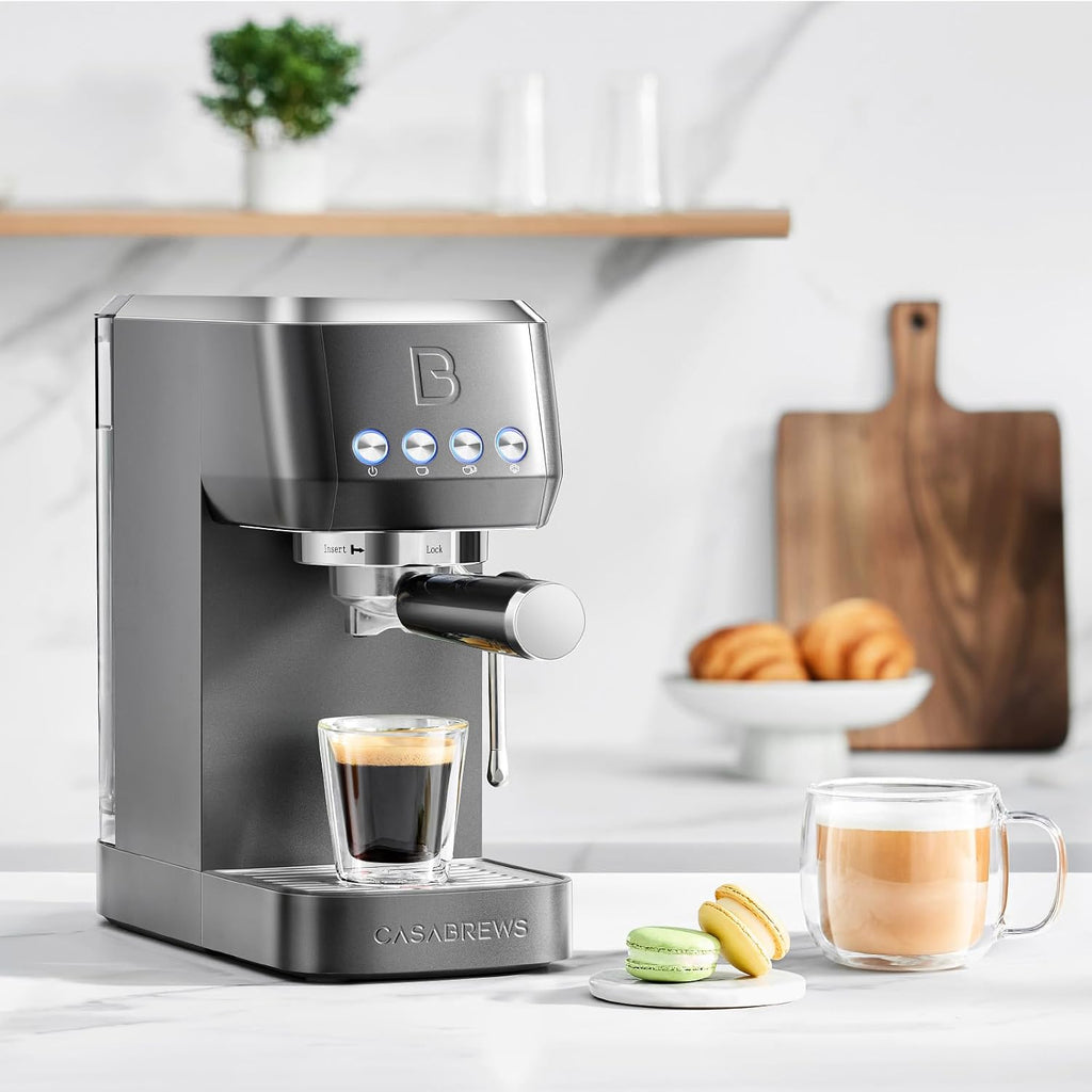CASABREWS 3700 Essential Espresso Machine 20 Bar, Professional Espresso Coffee Machine with Steam Milk Frother, Coffee Maker Cappuccino Latte Machine with 43.9oz Removable Water Tank, Black