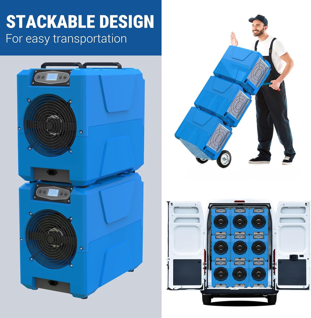 MOUNTO Commercial Dehumidifier, 150 Pint High-Capacity, Includes Pump Drain Hose for Water Damage Restoration, Ideal for Basements, Warehouses & Job Sites