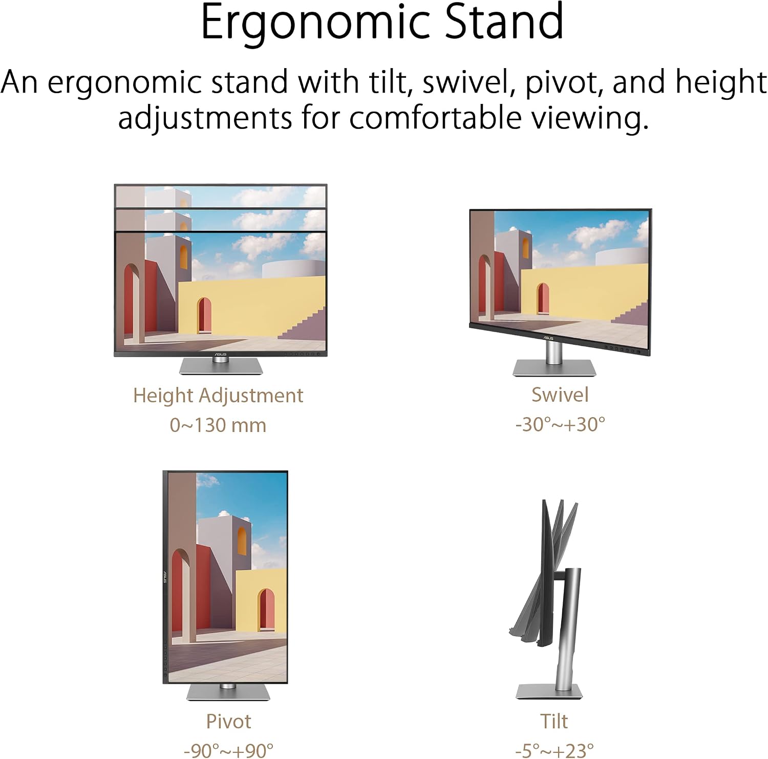 ASUS ProArt Display 27' 4K HDR Professional Monitor (PA279CRV) - IPS, UHD (3840 x 2160), 99% DCI-P3/Adobe RGB, ΔE < 2, Calman Verified, USB-C PD 96W, DisplayPort, Daisy-Chain, Ergonomic, 3yr Warranty
