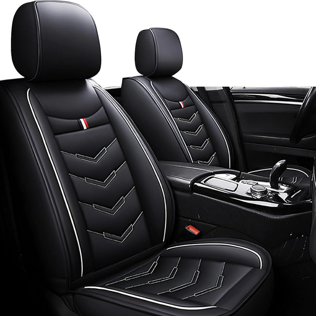 Car Seat Covers Fit for Toyota Sienna 2000-2025, Leather Seat Covers for Car, Waterproof Non-Slip Durable Car Seat Protector(2 Seats,Black White)