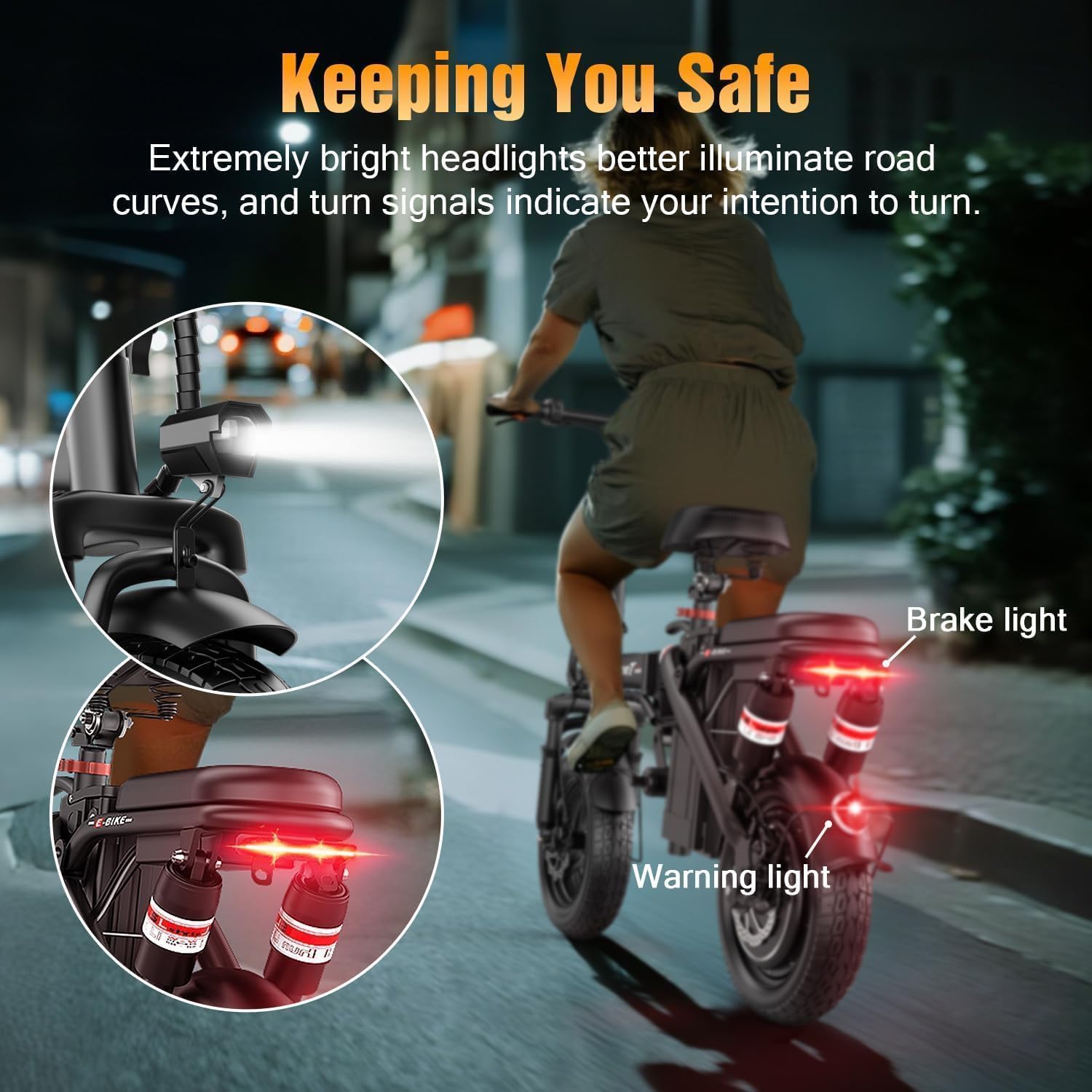 ASKGO Electric Bike for Adults Teens, 800/1200W Peak Folding Ebike, 22/25MPH & 30/45 Miles Range, Dual Suspension & Dual Brake, 3-Speed Modes, 14' Portable Electric Mini Bike, Commuting Ebike