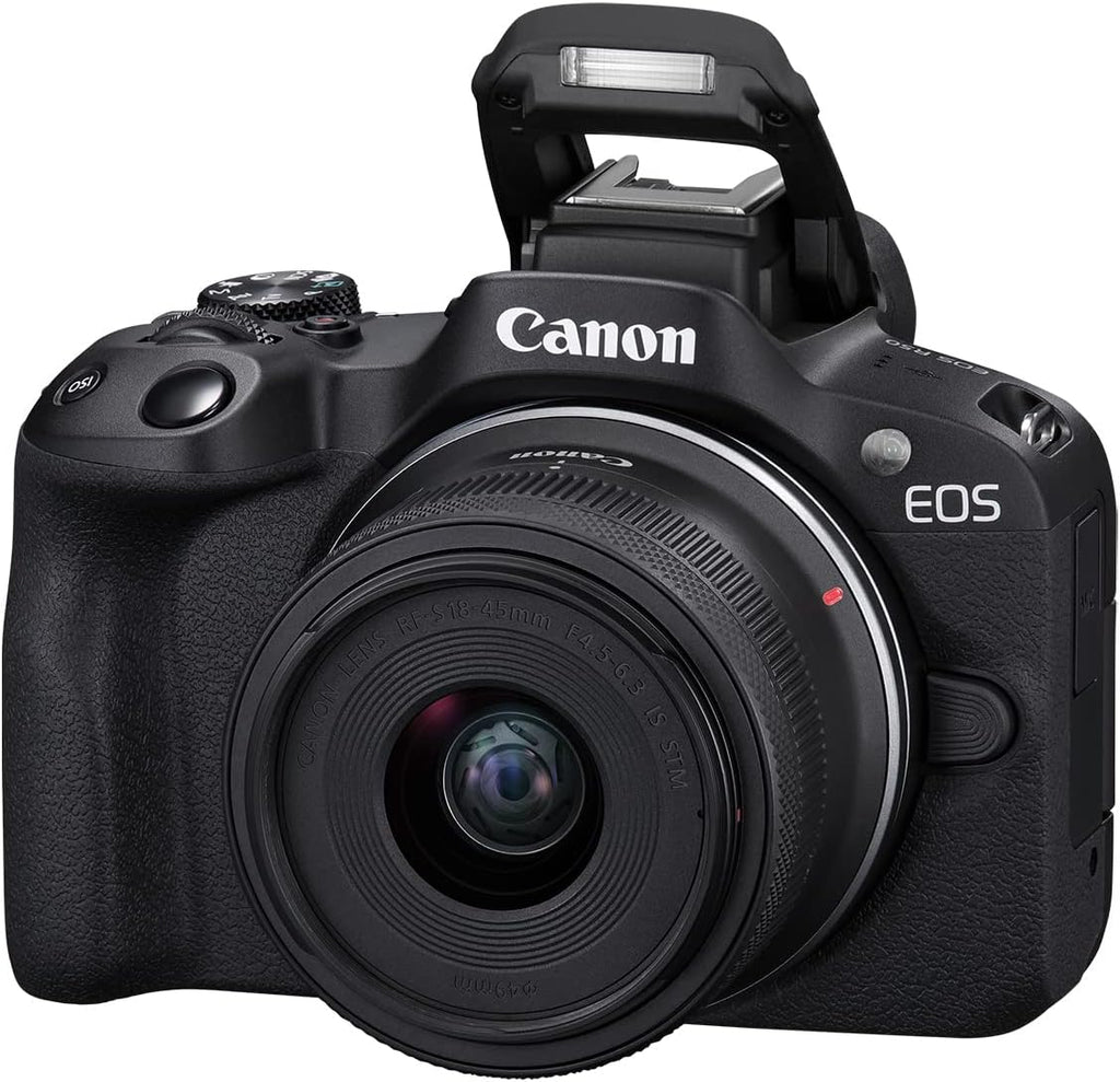 Canon EOS R50 Mirrorless Camera RF-S18-45mm F4.5-6.3 is STM Lens Kit, 24.2 Megapixel CMOS (APS-C) Sensor, 4K Video, Vlogging, Content Creation, Photography, Digital Camera, Black