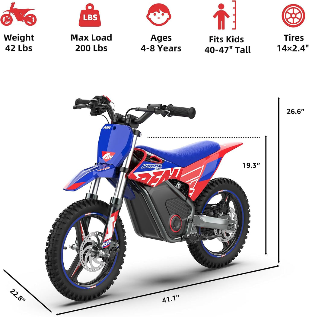 RFN SX-E500 36V Electric Bike, 700W Electric Motorcycle 21.7 mph Max Speed & 15.5 Mile Range, 3-Speed Electric-Dirt-Bike for Kids Ages 4-8