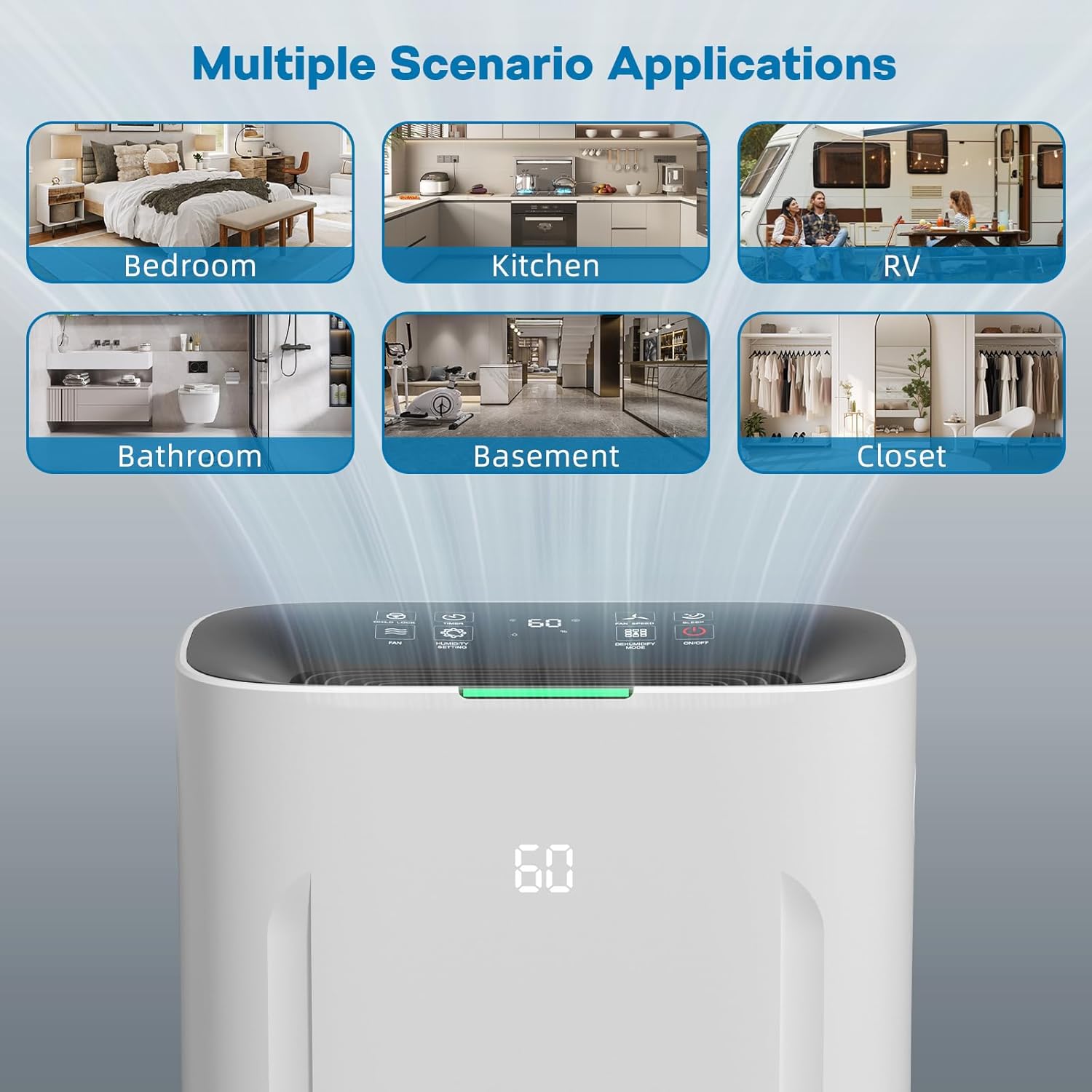 Ludatido 2025 Upgraded 5000 Sq.Ft 80 Pint Dehumidifier for Basements with Large 6.5L Water Tank, 24H Timer, Child Lock Defrost, Silent, Mold, 4 Modes Operation Auto shut-off