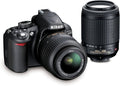 Nikon D3200 24.2 MP CMOS Digital SLR Camera with 18-55mm and 55-200mm VR DX Zoom Lenses Bundle
