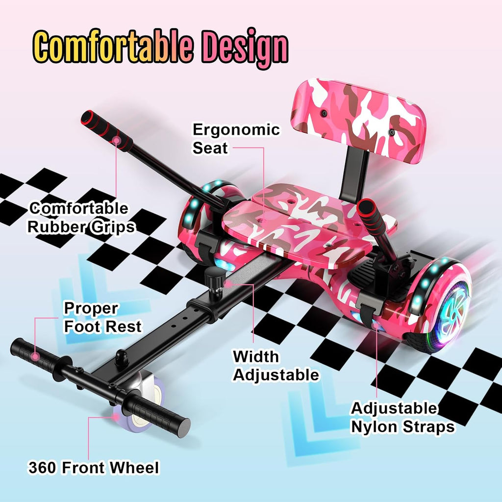 Scooter Seat Attachment, Scooter with Go Kart for Kids Boys Girls Adults, LED Lights, Bluetooth(Include Go-Kart)