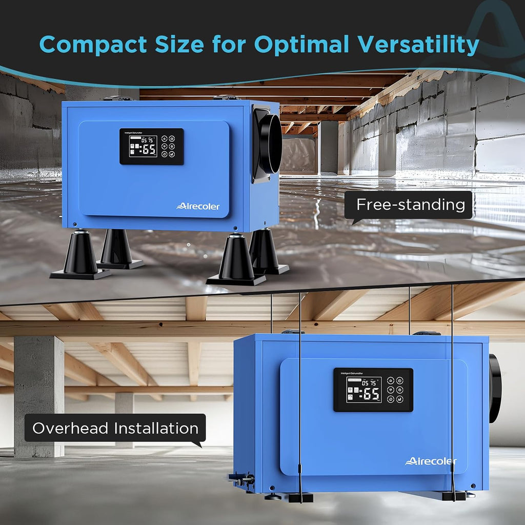 125 Pints Commercial Dehumidifier with Pump for Crawl Spaces & Basements with Drain Hose, Industrial Grade Water Damage Restoration for up to 6,000 sq ft, Auto Defrost, Memory Starting
