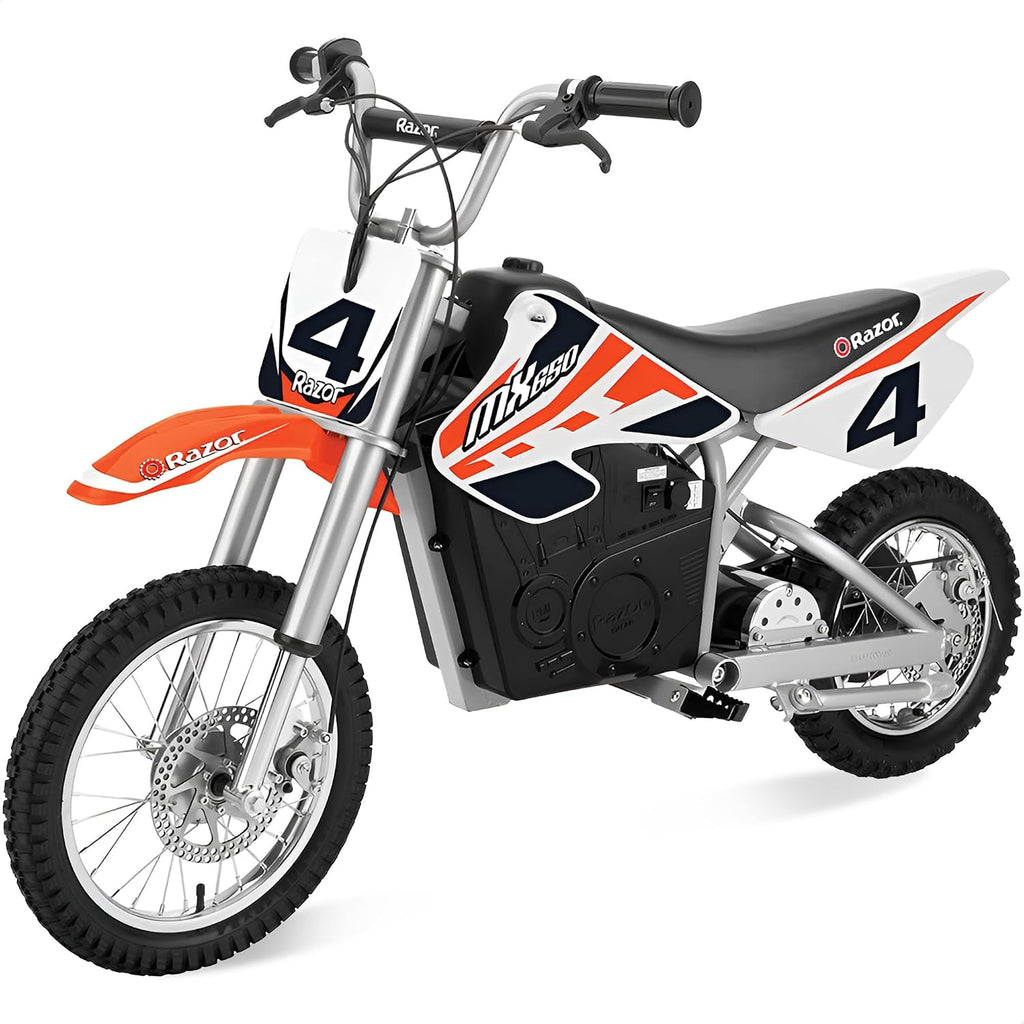 Razor MX650 Dirt Rocket Bike Electric Ride-On for Ages 16+, 220 lb Max Weight, Orange – 36V Battery, Up to 17 Mph, 40-Min Run Time, Twist-Grip Throttle, 16' Front and 14' Rear Pneumatic Tires