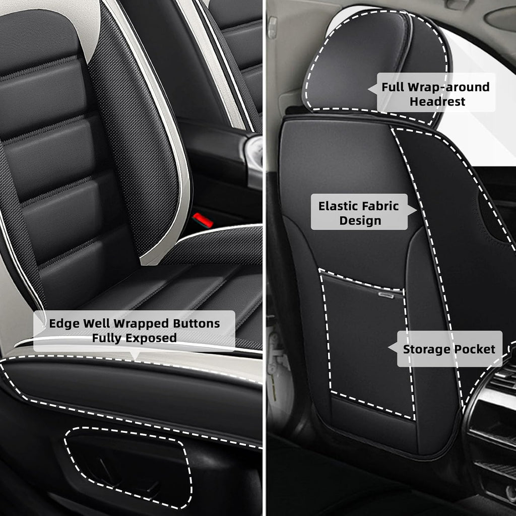 Car Seat Cover Fit for Jeep Wrangler 2000-2025,Compatible Airbag Non-Slip Waterproof Seat Cover,Car Seat Protector Premium Interior (Standard 5 Seats,Gray White)