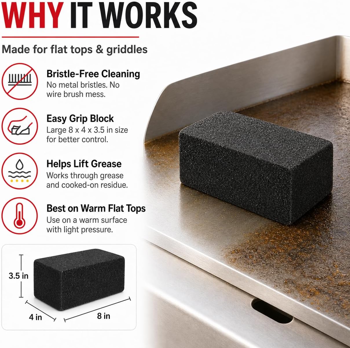 Commercial Grade Heavy Duty Grill Cleaning Brick Bulk 24 Pack, Pumice Stone Cleaner Tool Cleans and Sanitizes Restaurant Flat Top Grills or Griddles Effectively without Harsh Chemicals or Abrasives