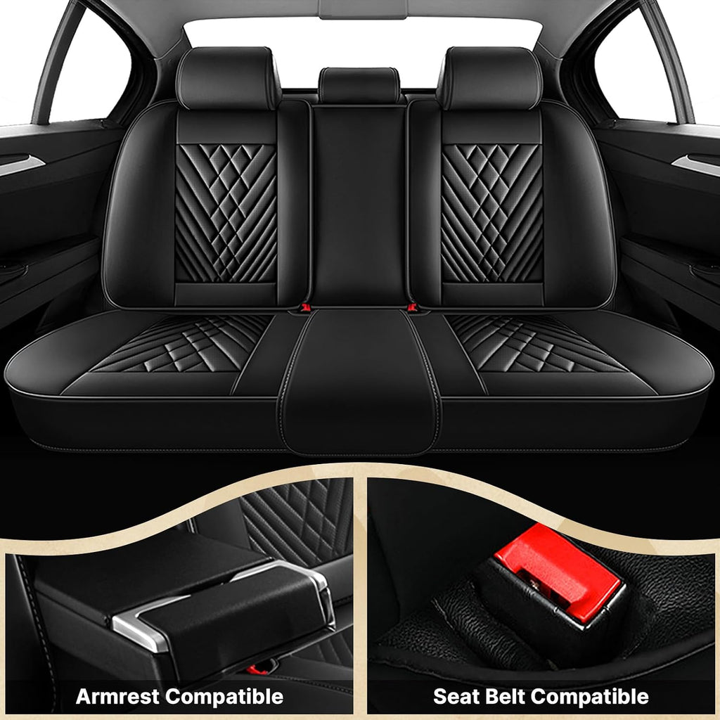 Fit for Ford Explorer 2000-2026 Seat Covers, Fashion Sport Seat Cover with Waterproof Leather, Airbag Safe Design Seat Protector (5 Full Seat Luxury, Pure Black)