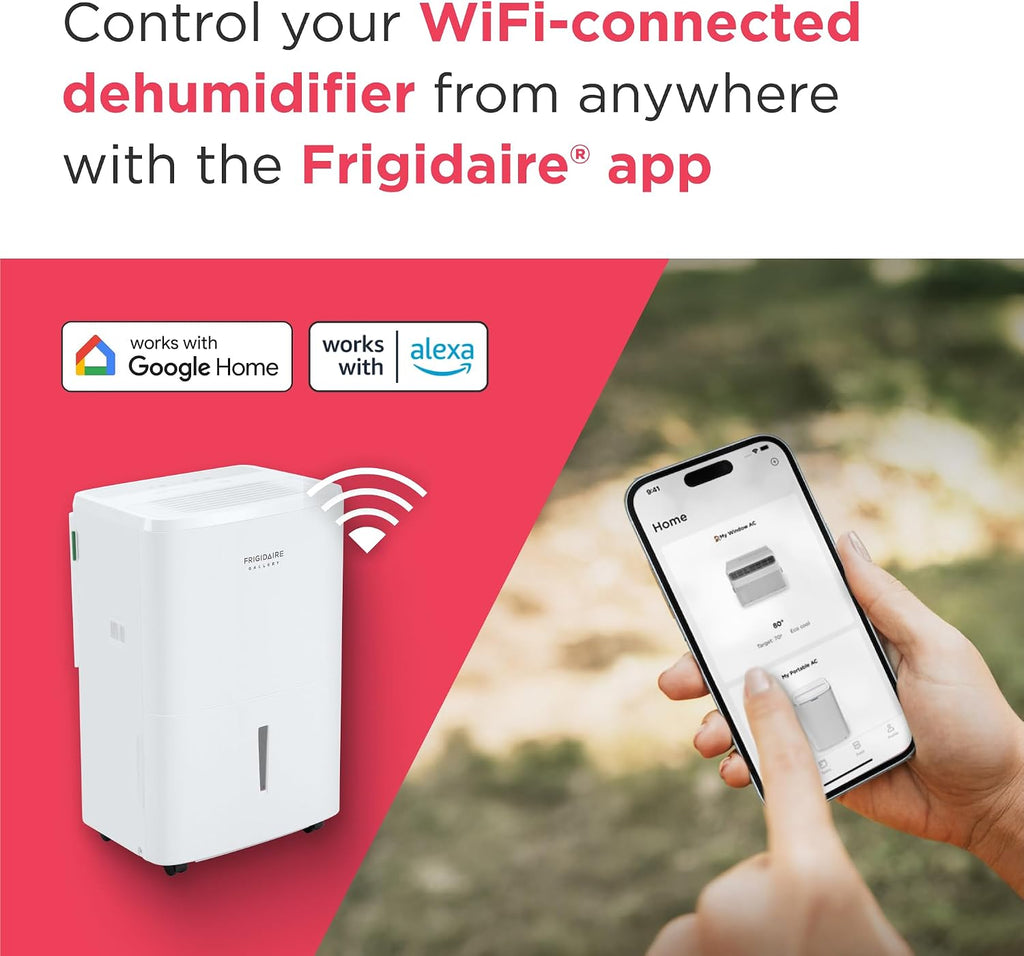 Frigidaire Gallery 2-in-1 35-Pint Dehumidifier with Wi-Fi, Air Quality Monitoring for Small/Medium/Large Rooms & Basements, Custom Humidity Control, Auto Shut Off, White