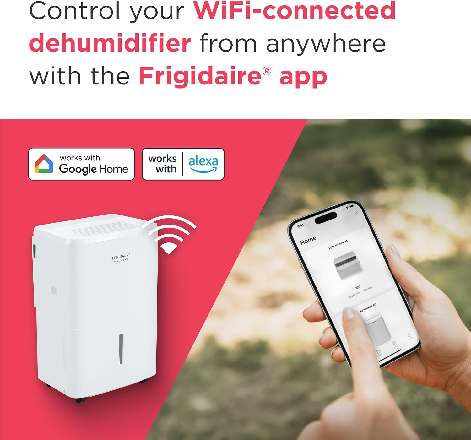 Frigidaire Gallery 2-in-1 35-Pint Dehumidifier with Wi-Fi, Air Quality Monitoring for Small/Medium/Large Rooms & Basements, Custom Humidity Control, Auto Shut Off, White