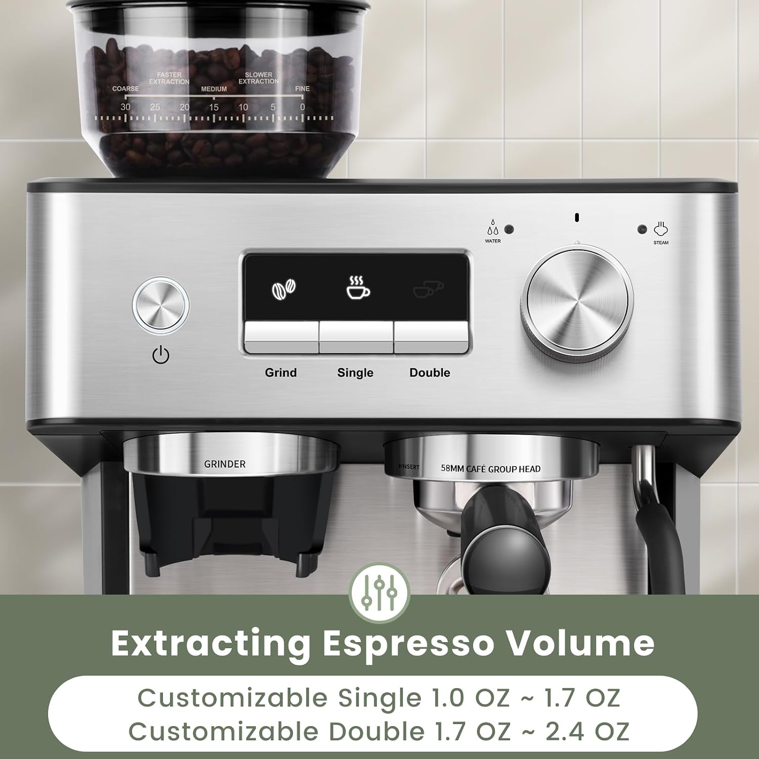 Gevi (2026 Upgrade 20 Bar Espresso Machine with Grinder & Milk Frother, Professional Coffee Maker for Home, Cappuccino & Latte, Removable Water Tank, Steam Wand