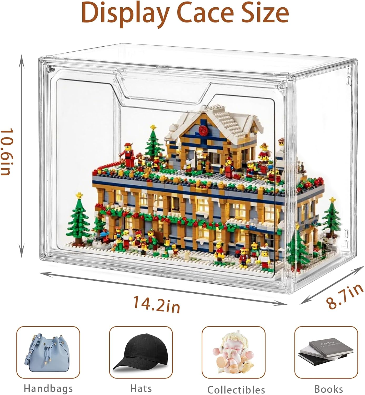 Freebat Stackable Storage Organizers, Clear Acrylic Display Case, 9-Pack Acrylic Boxes with Lids, Clear Storage Containers Storage for Handbags, Collectibles & Figures