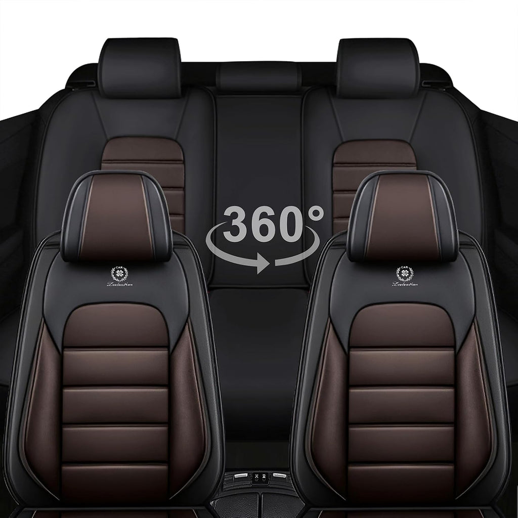 5 Seat Covers for Infiniti QX80 2000-2026 Breathable Car Seat Covers,Anti-Slip Waterproof Car Seat Protectors with Airbag,Automotive Vehicle Cushion with Storage Pockets (Standard,Brown)