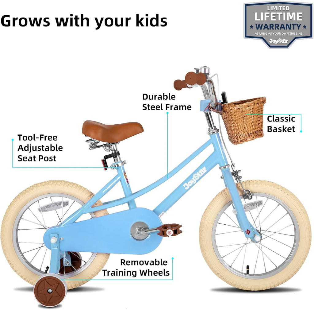 JOYSTAR Girls Bike for 2-12 Years Old Toddlers and Kids, 12' 14' 16' 18' 20' Retro Style Kids Bike with Training Wheels, 18 20 Inch Children Bicycle with Kickstand