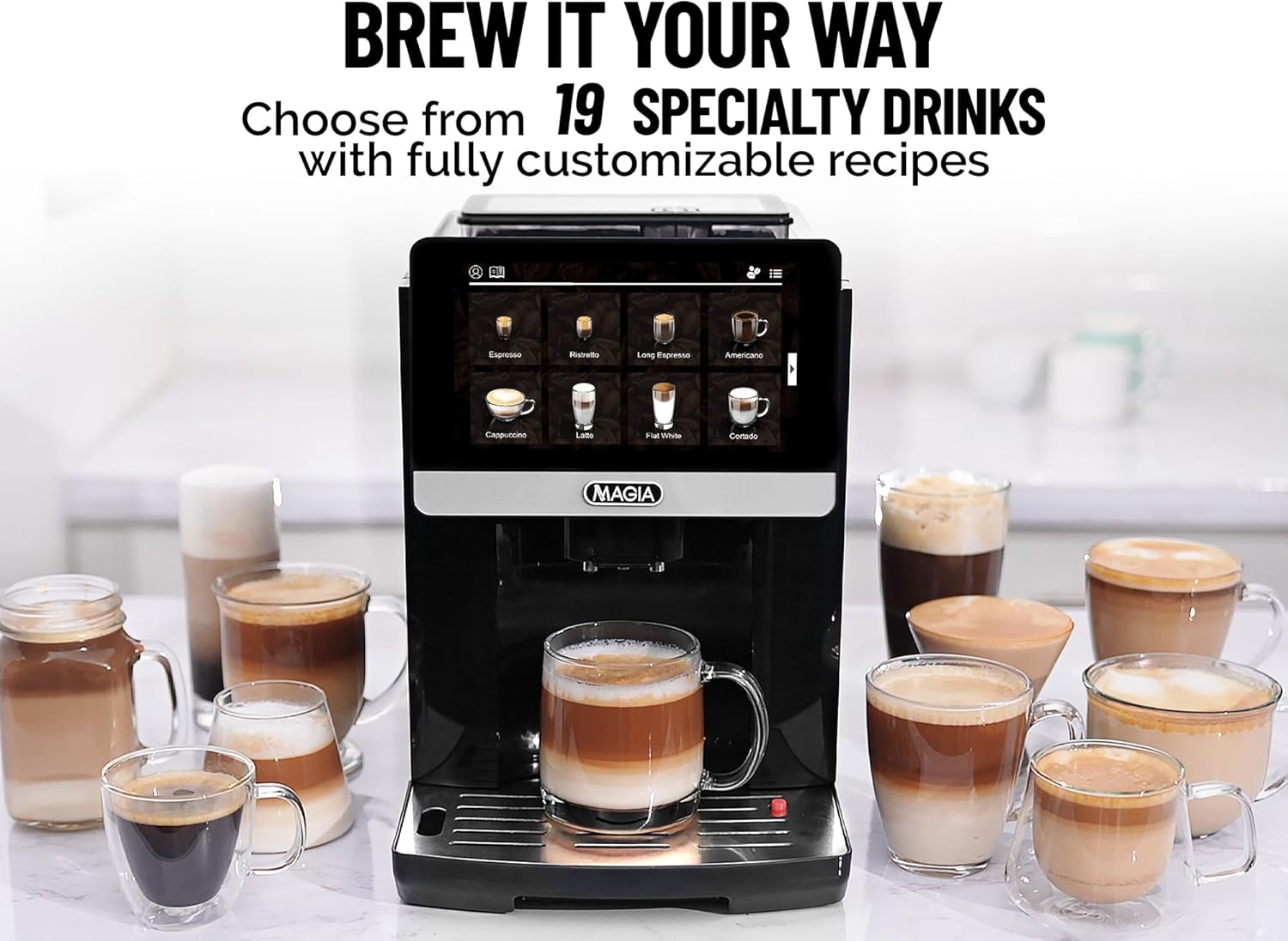 Zulay Magia Fully Automatic Espresso Machine With Grinder - 19 Customizable Coffee Options - Auto-Cleaning For Easy Maintenance - Milk-Foam System For Latte, Cappuccino - New Silver (13.8x18x9.4)