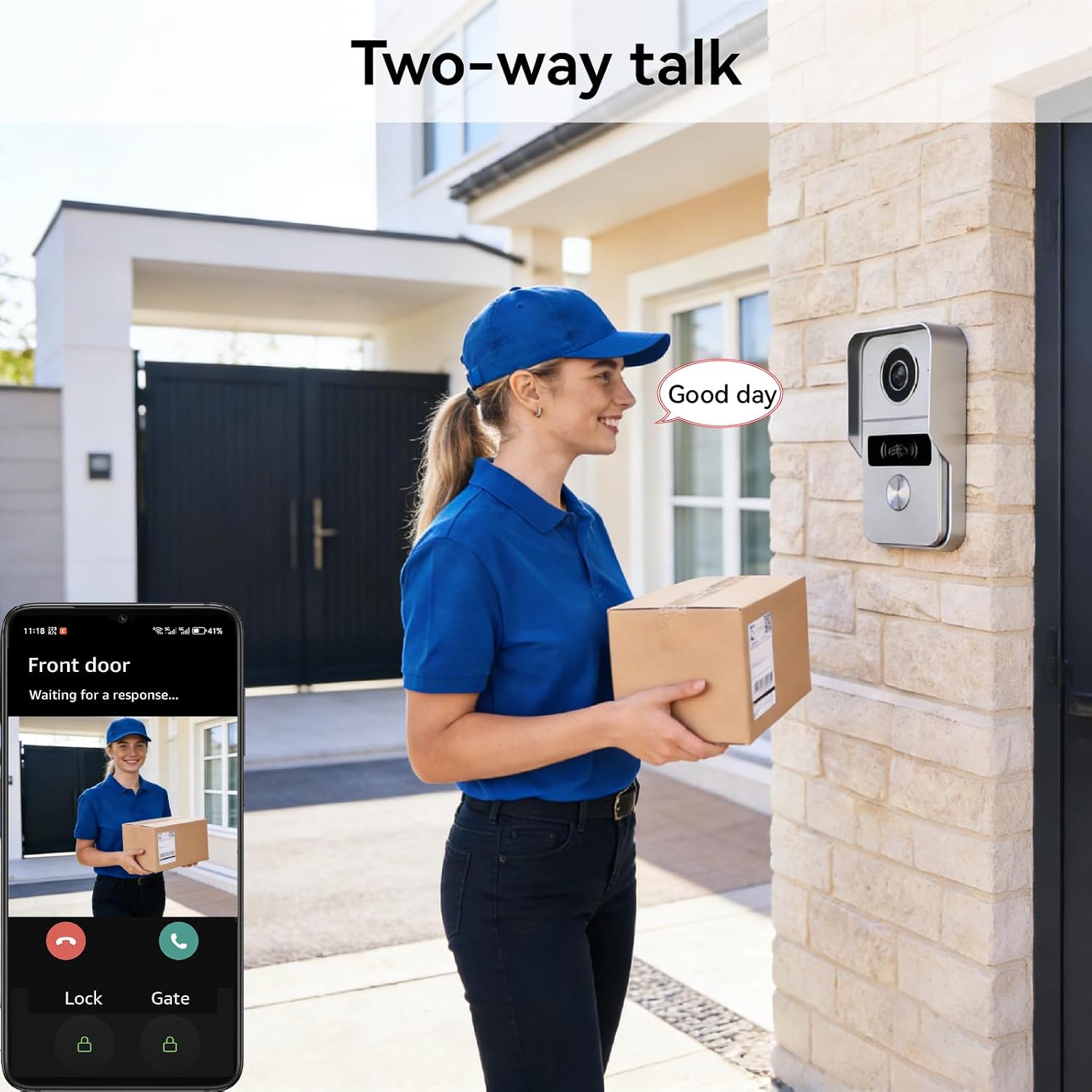 Wired Video Doorbell Apartment Intercom System, 1080P Doorbell Camera, 7-inch Touch Screen, Night Vision, Remote Unlock, Two-Way Intercom for Villa, Home, Office, with 1 Camera and 2 Monitors