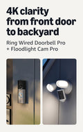 Ring Wired Doorbell Pro (Newest Model), Deep Silver with Floodlight Cam Pro (Newest Model), White