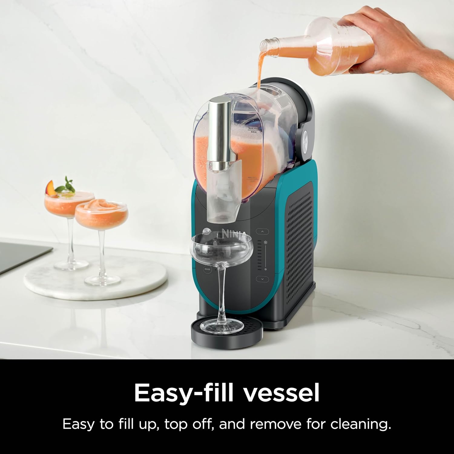 Ninja SLUSHi Professional Frozen Drink Maker with RapidChill Technology, 88 oz. Frozen Drink & Slushie Machine, 2 Preset Programs, Frozen Margaritas, and More, Premium Accents, Teal, FS299 (Renewed)