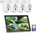 Hiseeu Wireless Security Camera System, 5MP Outdoor Cameras with 10' LCD Monitor 4-Cam Kit, 1TB HDD, Plug & Play NVR, Auto Tracking, 2.4G/5GHz WiFi, 2-Way Audio, Color Night Vision, No Monthly Fees