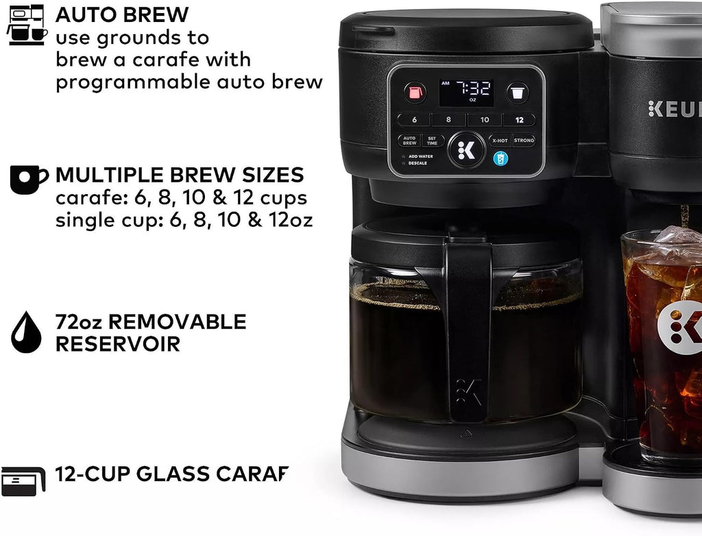 Keurig KD5600 K-Duo Hot & Iced Single Serve & Carafe Coffee Maker, 72oz Reservoir, MultiStream Technology (Gen 2), Black (Renewed)
