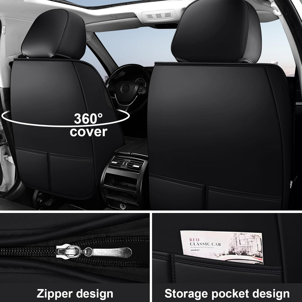 DHAEY Car Seat Covers for Buick Encore GX 2020-2026, Family Seat Covers, Nappa Leather, Wear-Resistant, Anti-Slip, Waterproof, 5PCS Full Set, Black Blue