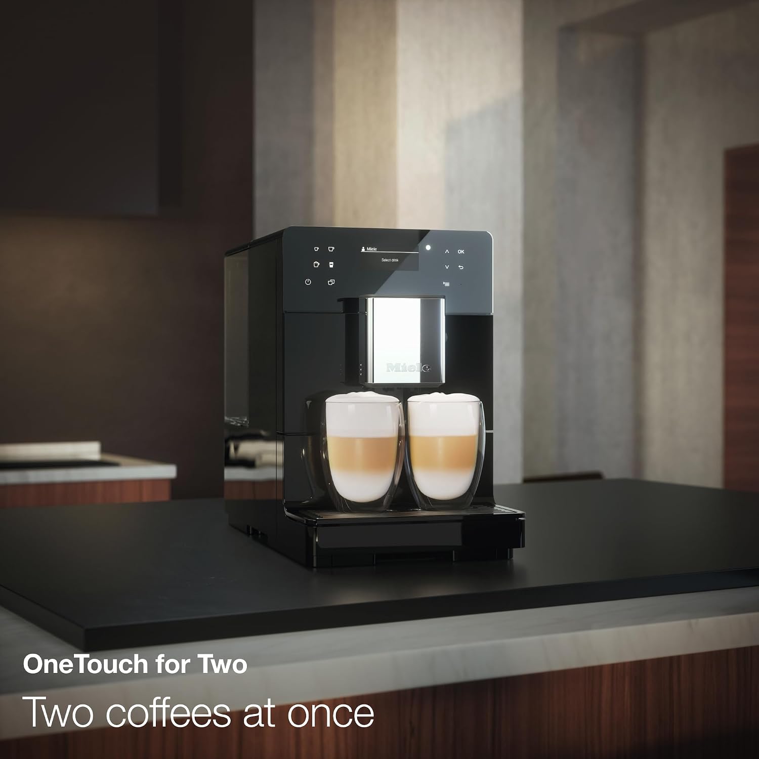Miele CM 5310 Silence Automatic Coffee Maker - With OneTouch for Two, AromaticSystem, Individual Profile Settings, and Cleaning Programs, in Obsidian Black