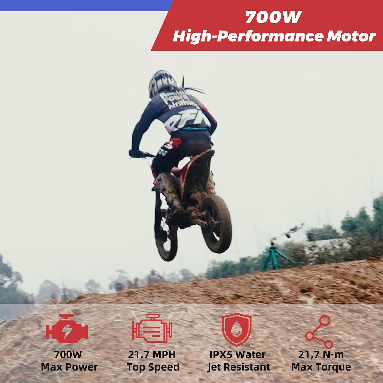 RFN SX-E500 36V Electric Bike, 700W Electric Motorcycle 21.7 mph Max Speed & 15.5 Mile Range, 3-Speed Electric-Dirt-Bike for Kids Ages 4-8