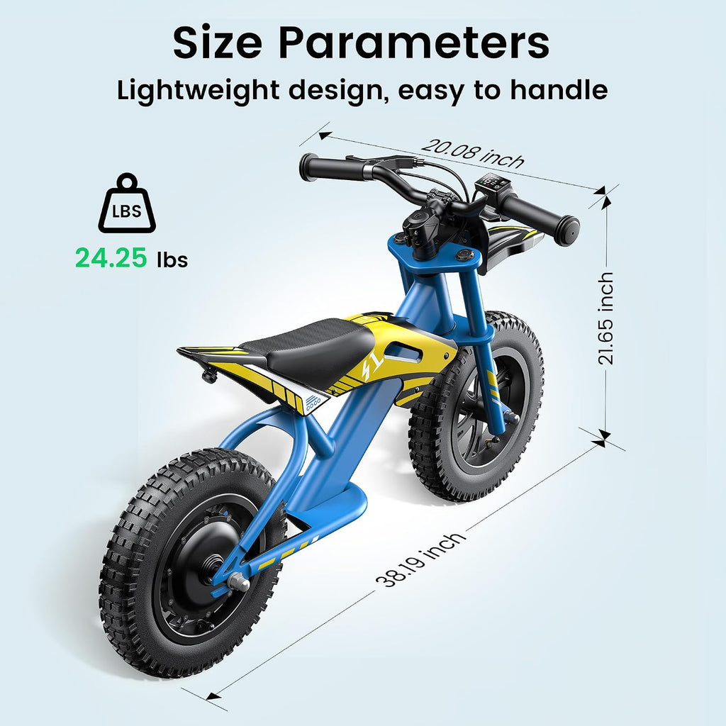Gyroor S1 Kids Electric Balance Bike, 200W Motor 3 Speeds up to 10 MPH, 12-Inch Pneumatic Tires, 7-Color Rear LED Taillight, Drum Brake, UL2272 Certified, for Ages 3-6, Yellow-WVL