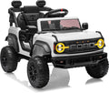 First Ride On Ford Bronco Raptor 12V Toddler Ride on Toys, Safe Kids Ride on Truck with Remote Control, Children Electric Cars with 4 Wheels Suspension, Radio, Music, Bluetooth (12V, White)