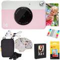 KODAK Printomatic Full-Color Instant Print Digital Camera Colorful Photos On Zink 2x3' Sticky-Back Photo Paper 5MP Gift Bundle: Case + Zink 2x3' 20pk + Album + Stickers + Frames + Markers - Pink