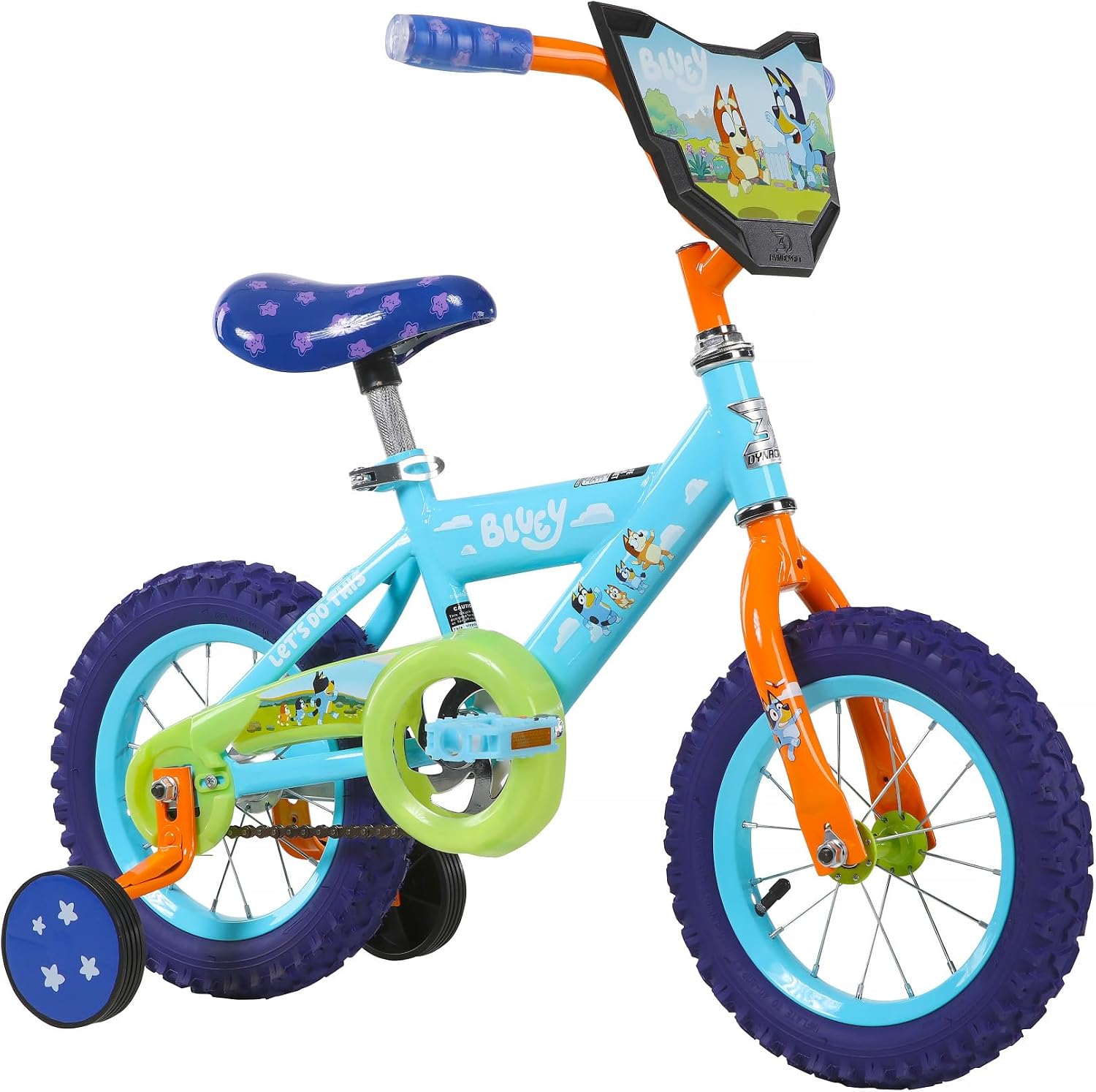 Bluey 12 Inch Kids Bike by Dynacraft for Boys and Girls with Training Wheels, Coaster Brake, Sturdy Frame, Easy Assembly, Fun Bluey Design, Beginner Toddler Bicycle