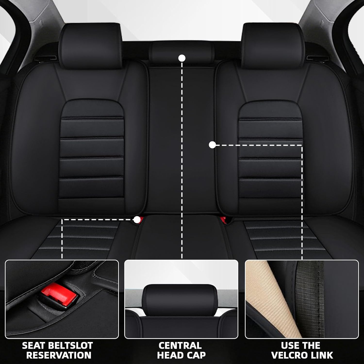 Car Seat Cover Fit for Chevy Avalanche 2002-2013,Compatible Airbag Non-Slip Waterproof Seat Cover,Car Seat Protector Premium Interior (Luxury 5 Seats,Black Red)