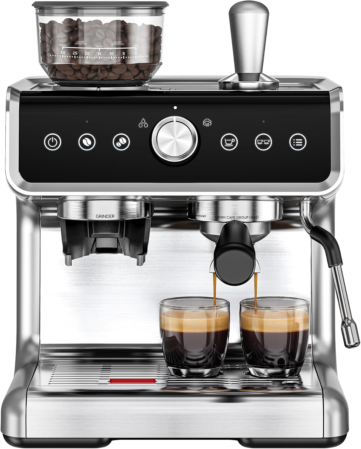 EUHOMY Espresso Machine with Grinder, 20 Bar Professional Espresso Coffee Maker for Home,with Milk Frother for Latte, Cappuccino & Barista-Style