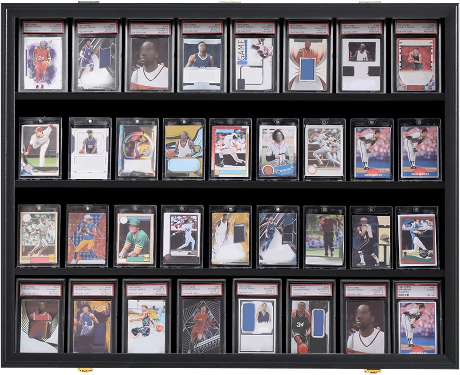 KCRasan 3 Pack 36 Graded Sports Card Display Frame -Baseball Card Display Case Lockable - Trading Card Collector Wall Display Holder for Basketball Football Cards, UV Protection Acrylic