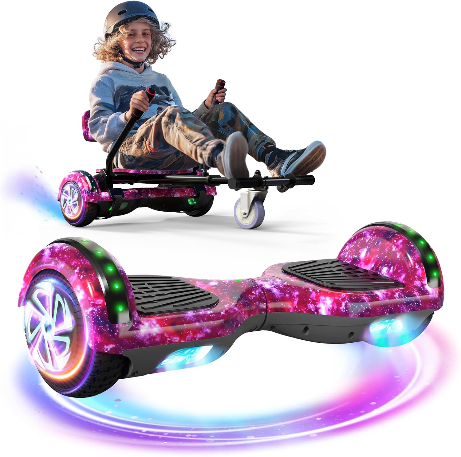 Scooter Seat Attachment, Scooter with Go Kart for Kids Boys Girls Adults, LED Lights, Bluetooth(Include Go-Kart)