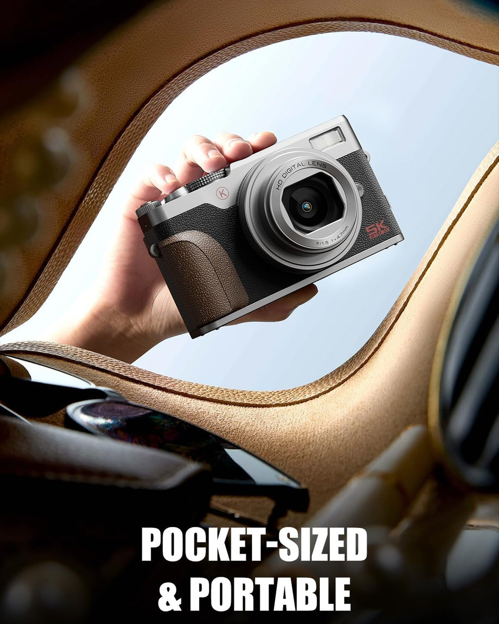 NBD 5K 64MP Digital Camera for Photography with 18X Zoom,2026 Upgraded Autofocus Vlogging Camera,Point and Shoot Digital Cameras with 2 Batteries,64GB TF Card,Flash, Anti-Shake(Silver)