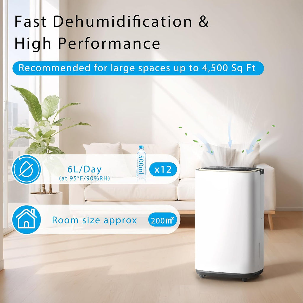 5000 Sq.Ft Dehumidifier for Basement with Drain Hose, Update 50 Pint Large Best Compressor Dehumidifiers for Home or Garage, Smart Humidity Control, 24H Timer & Child Lock, Ideal for Large Rooms