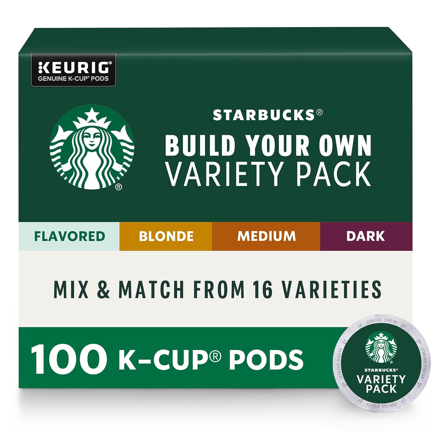 Starbucks Coffee, Keurig K-Cup Pods, Custom Build Your Own Variety Pack, 100 Pods