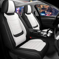 Car Seat Cover Full Set for Kia EV9 Seat Covers 2024-2025, Nappa Leather Waterproof Seat Covers for Cars, Airbag Compatible, Universal Automotive Seat Covers(Standard Front Row/Black White)