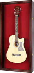 DisplayGifts 45' Acoustic Guitar Display Case Cabinet Wall Mountable Guitar Case Frame Fits Most Guitars 98% UV Protection Red Felt Interior Mahogany Finish