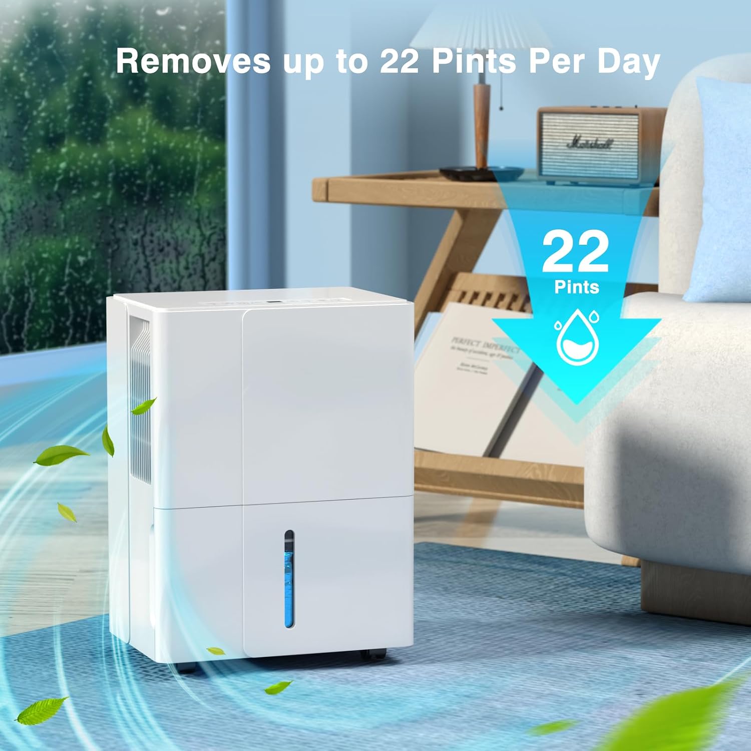 Zafro 2000 Sq.Ft. Dehumidifier for Home Bedrooms, 1.2Gal Water Tank With Smart Control, Timing Device For Medium Size Rooms, 25 Pints (White)