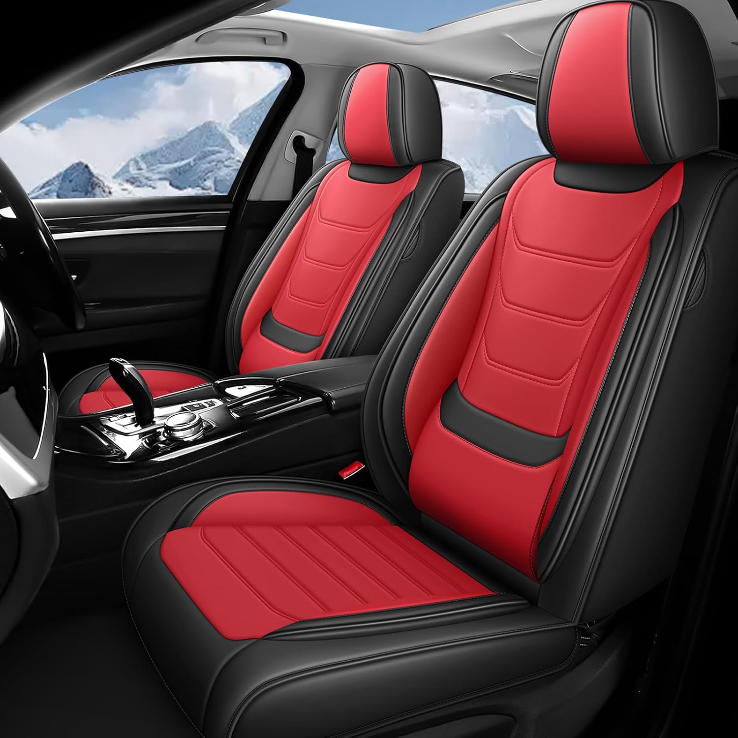 Fit for Jeep Gladiator 2020-2025 Custom Seat Covers, PU Leather Car Seat Covers, Full Coverage Protection, Thick Cushioning Seat Protectors(Standard Front Row/Black Red)