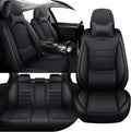 Car Seat Cover Full Set for Kia EV9 Seat Covers 2024-2025, Nappa Leather Waterproof Seat Covers for Cars, Airbag Compatible, Universal Automotive Seat Covers(Luxury Full Set/Black)