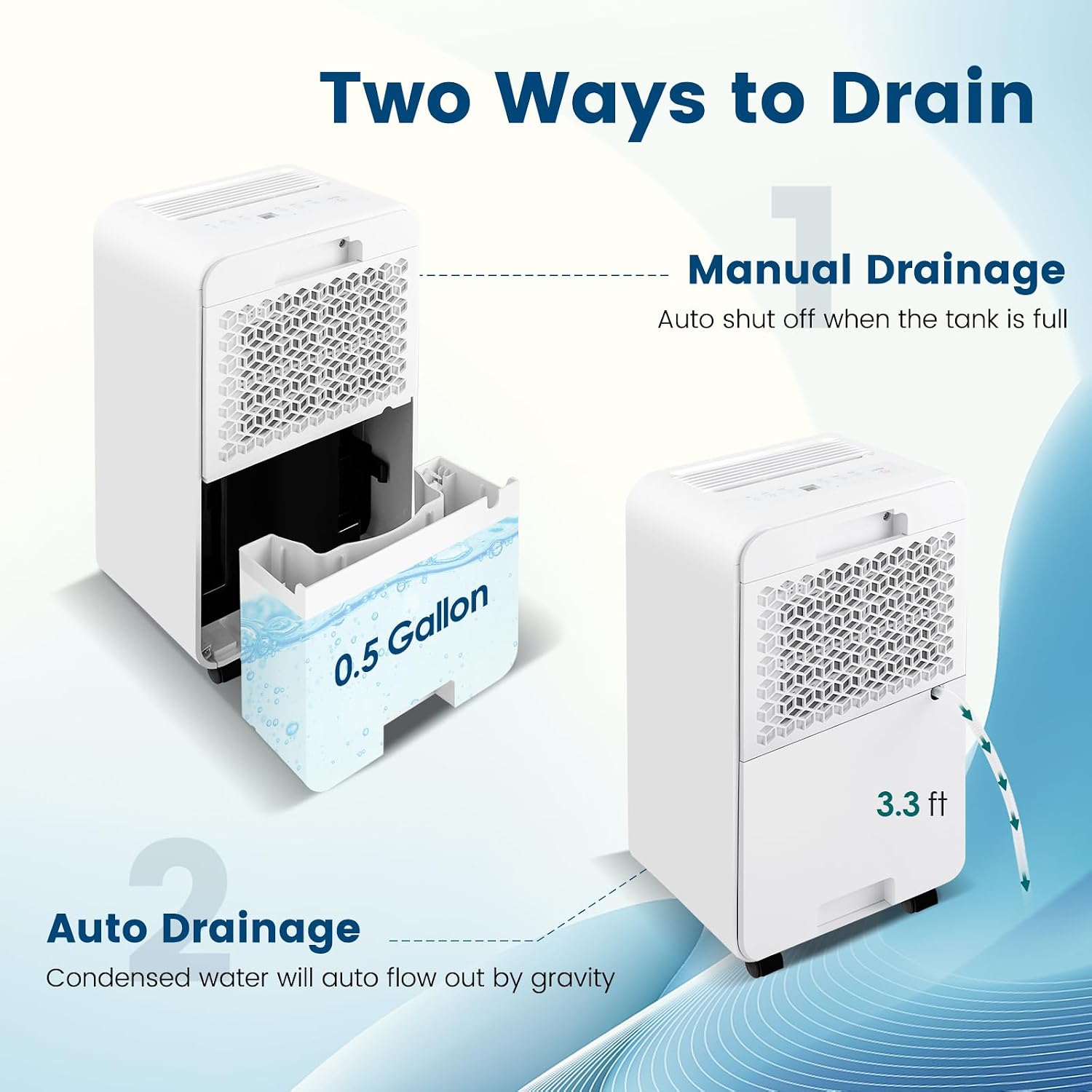 COSTWAY 2500 Sq. Ft Dehumidifier for Basement, 32 Pints Portable Quiet Dehumidifier for Bedroom Bathroom with Sleep Mode, 24H Timer, Auto Shut Off, Auto Defrost & Drain Hose (Navy)