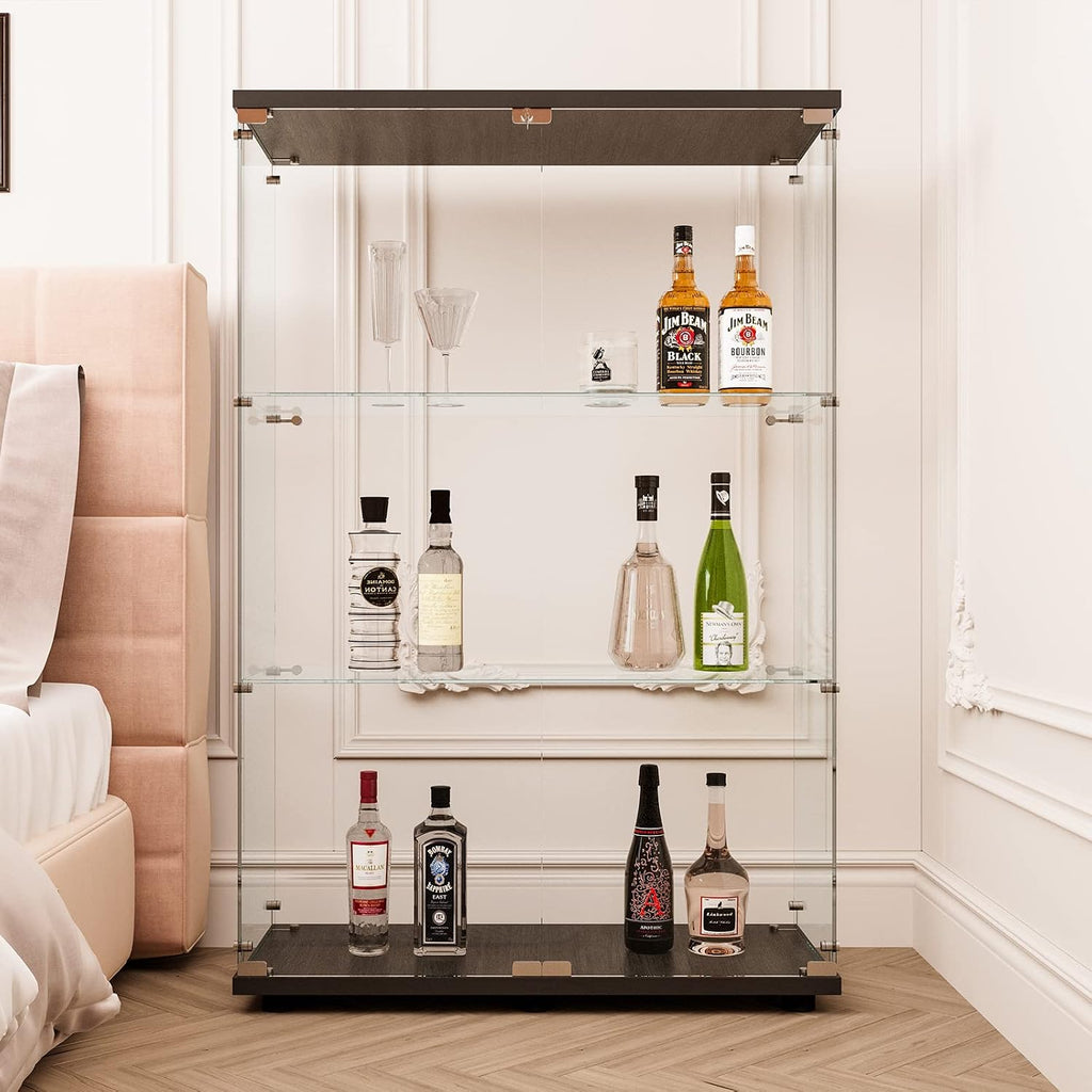 FLYMUHJIA Glass Display Corner Cabinets Storage with Doors Shoe Rack Liquor Curio Cabinet with Doors and Shelves Tool Whiskey Lockable Storage Bar Christmas Decorations(ND-b)…